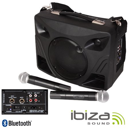 Coluna AMPlificada 8" 500Wmáx USB/BT/SD/BAT Preta Ibiza