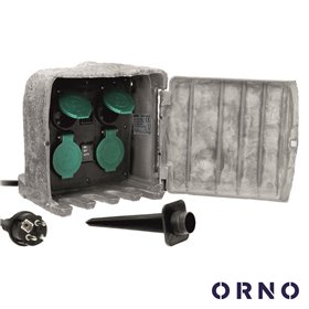 Extensão Elétrica 4X Schuko IP44 Exterior 3M Estilo Pedra