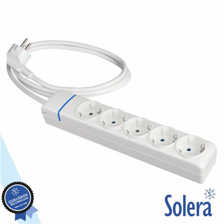 Extensão Elétrica 5X Schuko 1.5M Branco Solera