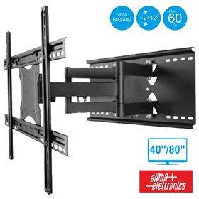 Suporte LCD/LED 40/80" -2º/+12º Vesa 600/400 60Kg