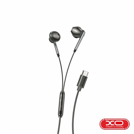 Auscultadores Stereo USB-C c/ Fios e Microfone Preto XO