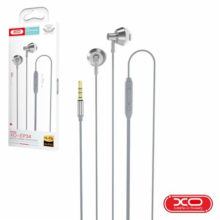 Auscultadores Stereo Jack 3.5Mm  c/ Microfone Prateado XO