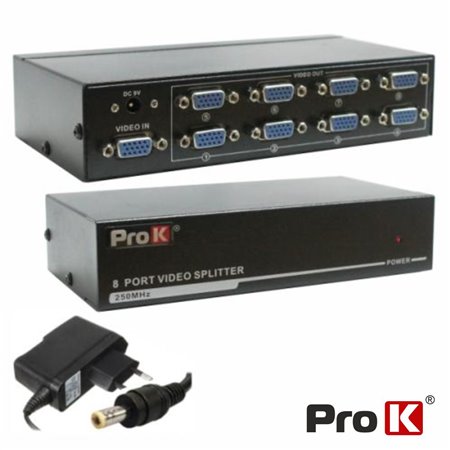 Distribuidor VGA Amplificado 1 Entrada 8 Saídas Prok