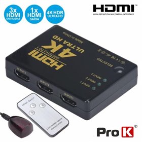 Distribuidor HDMI Amplificado 3 Entradas 1 Saída Ir Prok