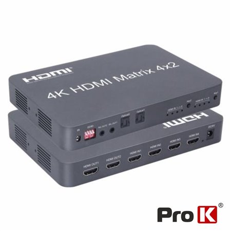 Distribuidor Comutador HDMI 4 Entradas 2 Saídas 4K Edid Prok