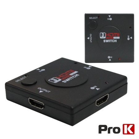 Distribuidor HDMI Amplificado 3 Entradas 1 Saída Prok
