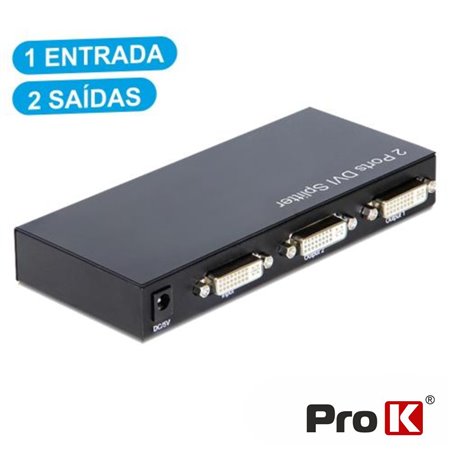 Distribuidor DVI-I Amplificado 1 Entrada 2 Saídas Prok