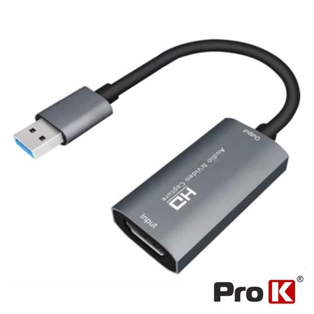 Placa Captura HDMI Audio e Vídeo p/ USB 2.0 4K 30Hz Prok