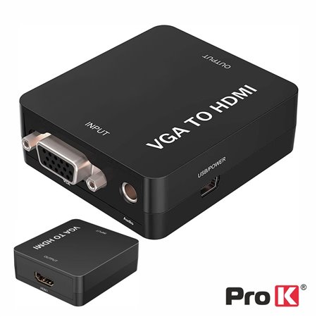 Conversor VGA + Jack 3.5Mm p/ HDMI Fêmea Prok