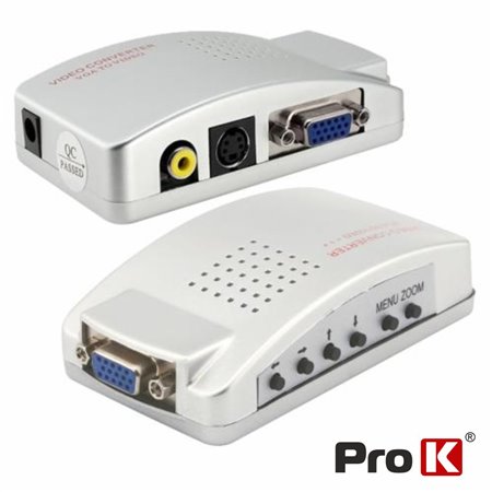 Conversor Vídeo VGA p/ VGA+Rca+Audio Prok