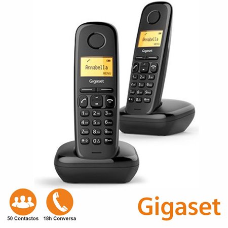 Conjunto 2 Telefones s/ Fios A170 Preto Gigaset