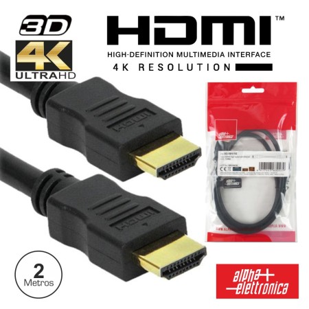 Cabo Hdmi Dourado Macho / Macho 2.0 4K Preto 2M