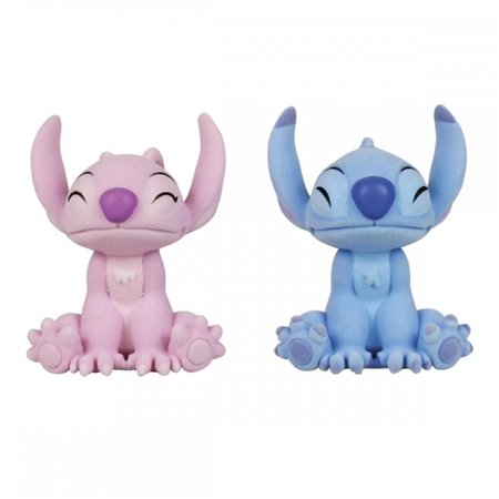 Pacote de 2 figuras flocadas enesco Disney Stitch e Angel Kiss