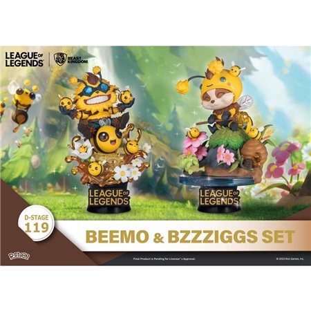 Conjunto de 2 figuras besta reino dstage liga das lendas beemo e bzzziggs