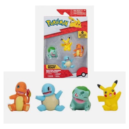 Pacote de 4 figuras iniciais de Pokémon Kanto