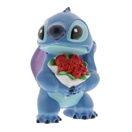 Figura Enesco Disney Lilo & Stitch Stitch com buquê de rosas