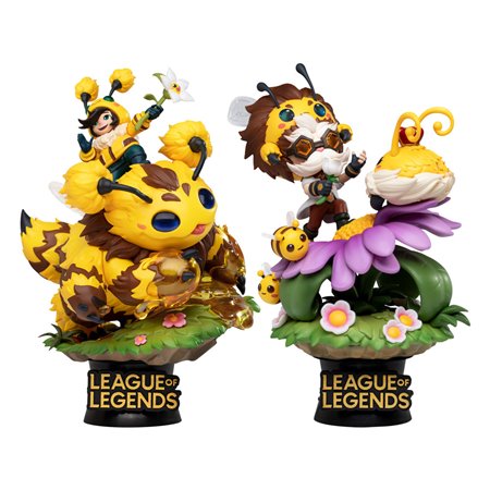 Conjunto de 2 figuras besta reino dstage liga das lendas nunu beelump e heimerstinger