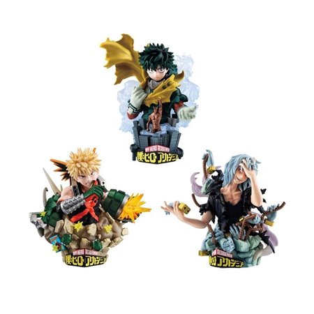 Pacote de 3 figuras megahouse petitrama ex série 3 meu herói tipo academia - decisão