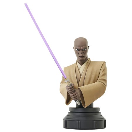 Busto figura coleção de diamantes star wars the clone wars animação mace windu mini busto de resina