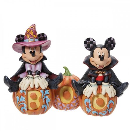 Figura Enesco Disney Mickey e Minnie sentada em abóboras