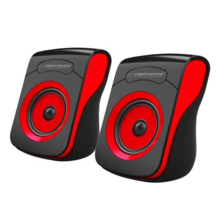 Conjunto 2 Colunas Pc 2.0 2X3W Usb Preto/Vermelho Flamenco