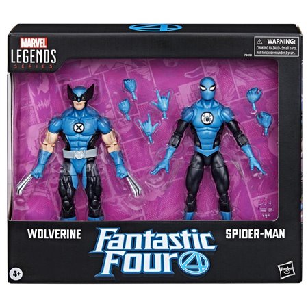 Pacote de 2 figuras da série hasbro marvel legends the fantastic 4 wolverine & spider - man