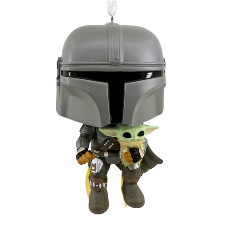 Enfeite de natal funko star wars mandaloriano e figura de resina grogu