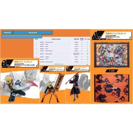 Ichiban kuji banpresto naruto top 99 lote 80 itens