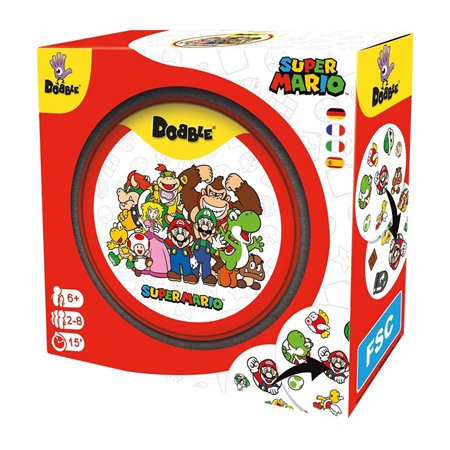 Jogo de tabuleiro Dobble Super Mario recomendado para idade de 7 anos