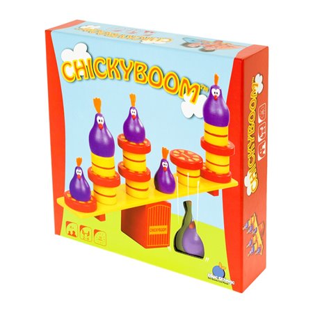 Jogo de tabuleiro Chicky Boom recomendado para 4 anos de idade