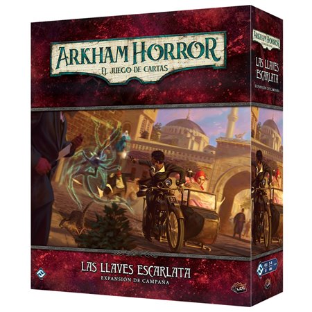 Jogo de tabuleiro de terror Arkham LCG campanha de expansão Scarlet Keys Pegi 14