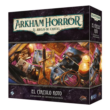 Jogo de tabuleiro Arkham Horror LCG, os investigadores da expansão do círculo quebrado recomendaram idade de 14 anos