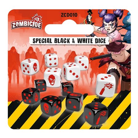 Pacote de dados especial jogo de tabuleiro Zombicide preto e branco