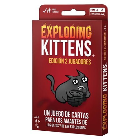 Jogo de tabuleiro Exploding Kittens, edição para 2 jogadores, pegi 10