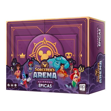 Jogo de tabuleiro da Disney, alianças épicas da arena do feiticeiro, idade recomendada de 13 anos