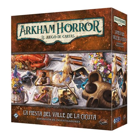 Jogo de tabuleiro Arkham Horror LCG, os investigadores da expansão da festa Hemlock Valley recomendaram idade de 14 anos