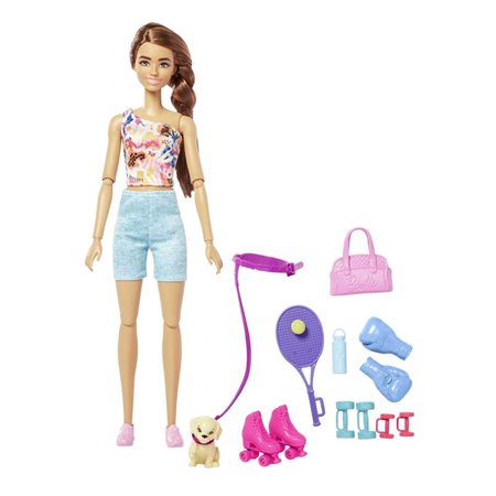 Conjunto de treinamento para boneca barbie Mattel e cachorrinho