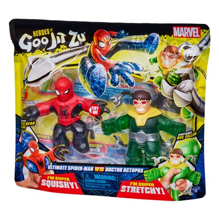 Pacote de 2 figuras bandai goo jit zu heróis da marvel homem aranha vs dr octopus