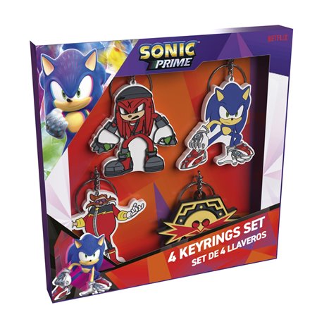 Conjunto de chaveiros Sonic Prime da Cyp Brands 4 chaveiros