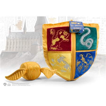 Peluche da nobre coleção harry potter escudo de hogwarts e pomo de ouro