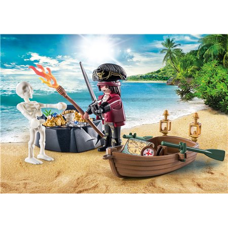 Pacote inicial Playmobil pirata com barco a remo