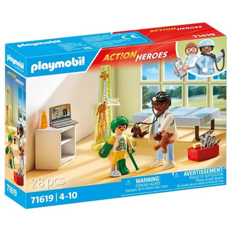 Heróis de ação da Playmobil: pediatria com ursinho de pelúcia