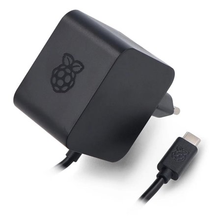 Fonte de alimentação carregador raspberry pi 5 usb c 27 w cor preta