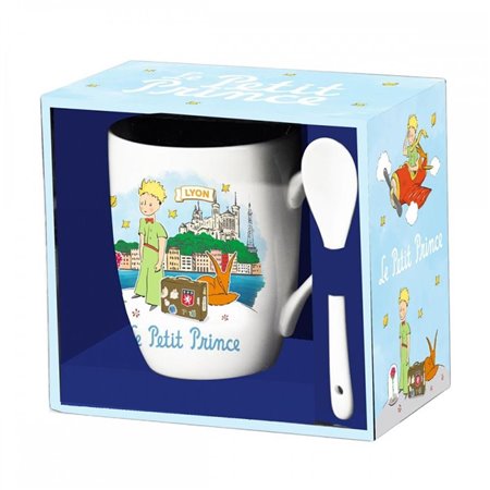 Caneca de cerâmica Enesco com colher o pequeno príncipe