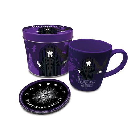 Conjunto de caneca porta copos + lata pirâmide quarta-feira addams