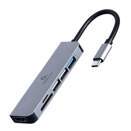 Gembird 6 Em 1 USB C Hub Cinza