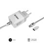 CARREGADOR ULTRA RÁPIDO SUBBLIM 2xUSB PAREDE PD25W+QC3.0+Cabo C a C e branco relâmpago