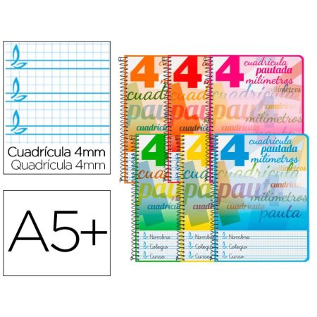 Caderno Espiral Quarto Inspire Capa Extradura 80 F 80 Gr Cuadriculado Pautado 4 Mm com Margem Cores Sortidas