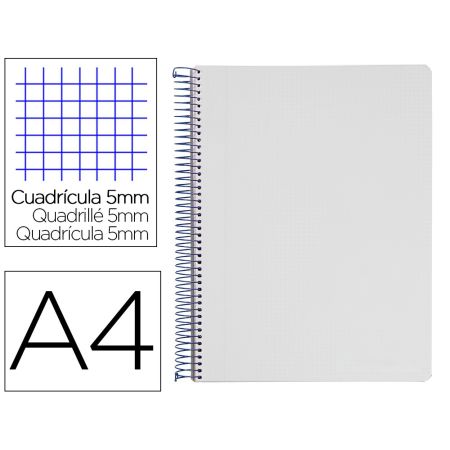 Caderno Espiral Din A4 Wonder Capa Plastico 120 F 90 Gr Quadricula 5 Mm 5 Bandas de Cores 4 Furos Turquesa