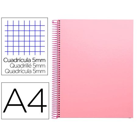 Caderno Espiral Din A4 Jolly Capa Forrada 140 F 75 Gr Quadricula 5Mm 5 Bandas de Cores 4 Furos Cor Rosa